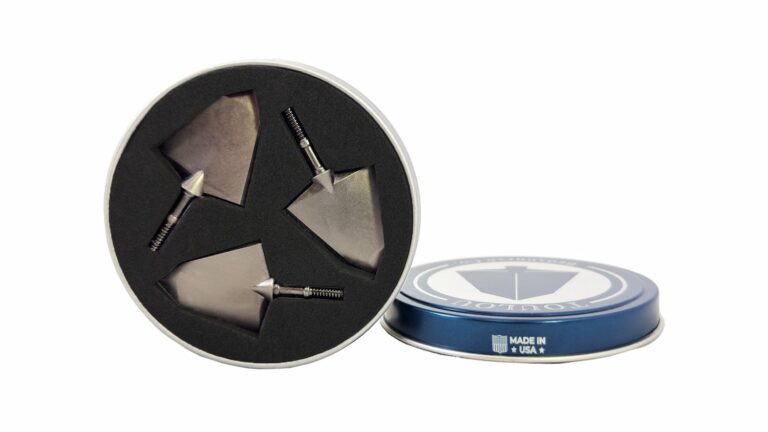 125 grain right Toulou Broadheads tin with lid